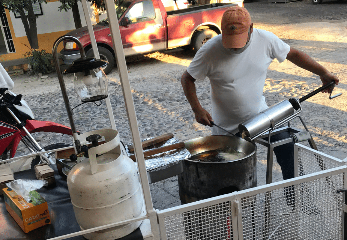 Churro Man on Augacate street in PV, Mexico