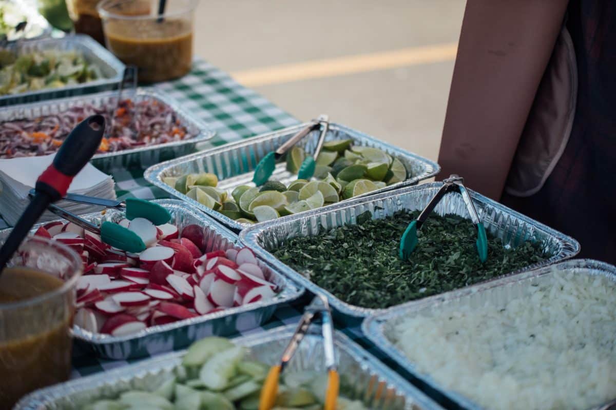 assorted sliced vegetables for fish tacos in ensenada