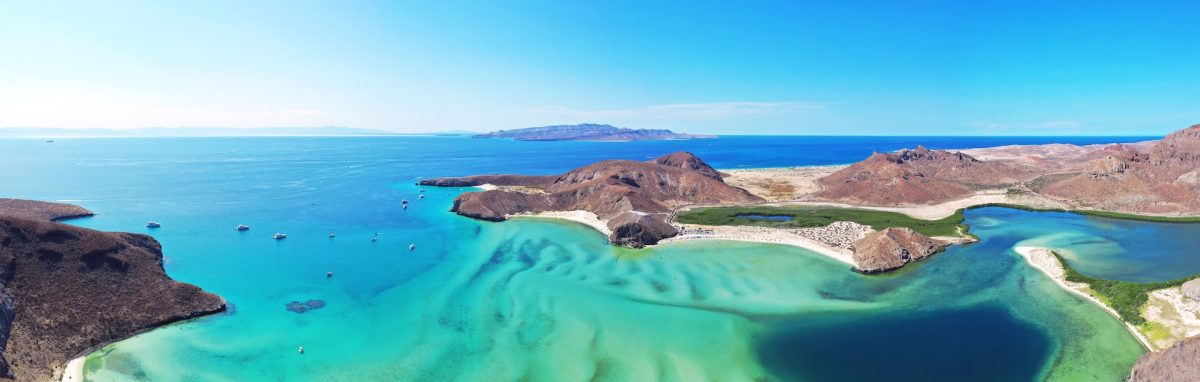 an aerial view of balandra beach during daytime in la paz mexico